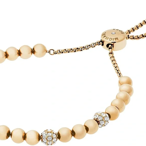 Michael Kors Gold Beaded Bracelet with Crystal Details - Picture 2 of 3
